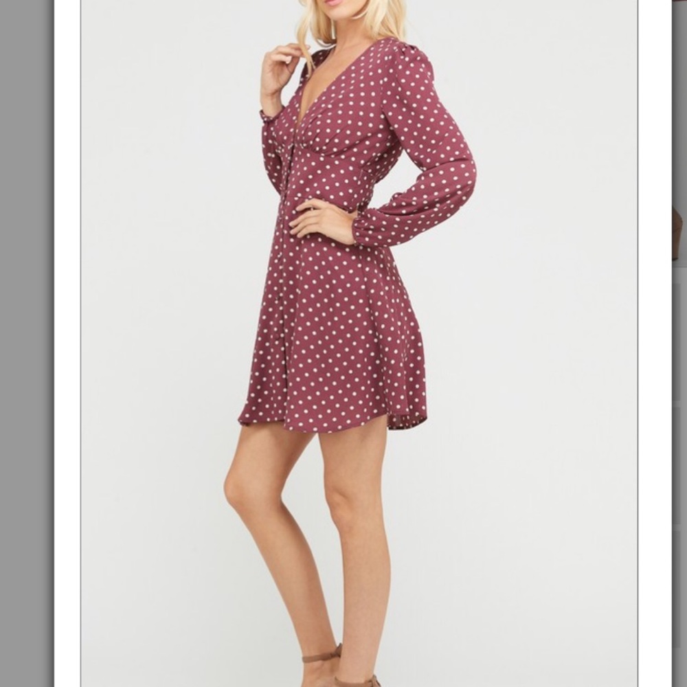 Long Sleeve Empire Waist button front Mini Dress - Picture 3 of 8